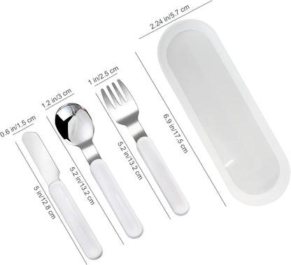 3-Piece Children Knife Spoon Fork Set 18/10 Stainless Steel Child Flatware Set Kids Utensils Set with Case for Lunch Box (Fork Spoon Knife Combo)