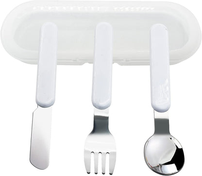 3-Piece Children Knife Spoon Fork Set 18/10 Stainless Steel Child Flatware Set Kids Utensils Set with Case for Lunch Box (Fork Spoon Knife Combo)