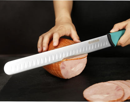Brisket Slicing Knife - 12 Inch - Razor Sharp Ham Knife - High-carbon Molybdenum Steel - Santoprene Handle - Designed for Briskets,Roasts,Turkey,BBQ