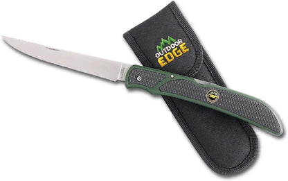 Fish & Bone - Folding Fillet Knife with 5.0" 440A Stainless Steel Blade for Fish and Processing Big Game - Pocket Clip