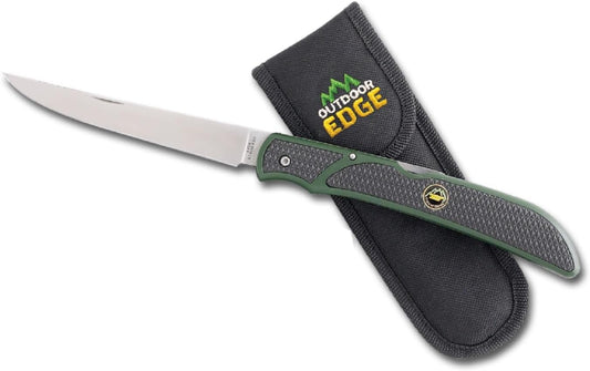 Fish & Bone - Folding Fillet Knife with 5.0" 440A Stainless Steel Blade for Fish and Processing Big Game - Pocket Clip