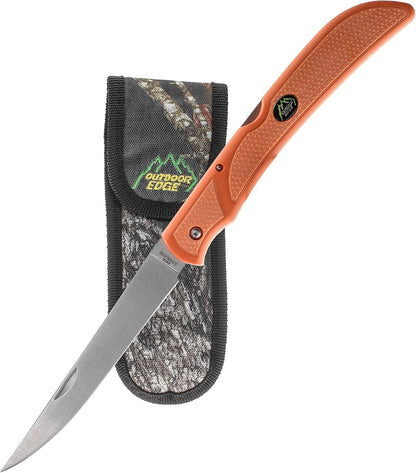 Fish & Bone - Folding Fillet Knife with 5.0" 440A Stainless Steel Blade for Fish and Processing Big Game - Pocket Clip