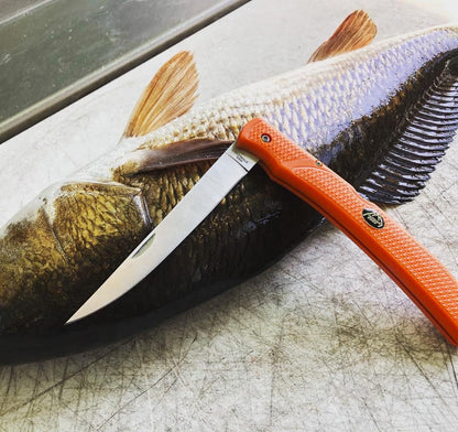 Fish & Bone - Folding Fillet Knife with 5.0" 440A Stainless Steel Blade for Fish and Processing Big Game - Pocket Clip