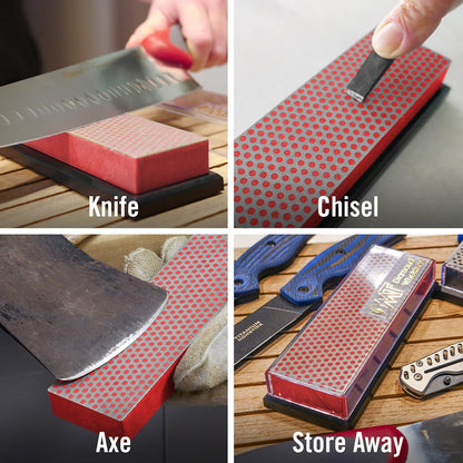 DMT (Diamond Machining Technology) 6-inch Diamond Whetstone Sharpening Stone with Plastic Case - Fine, W6FP, Red