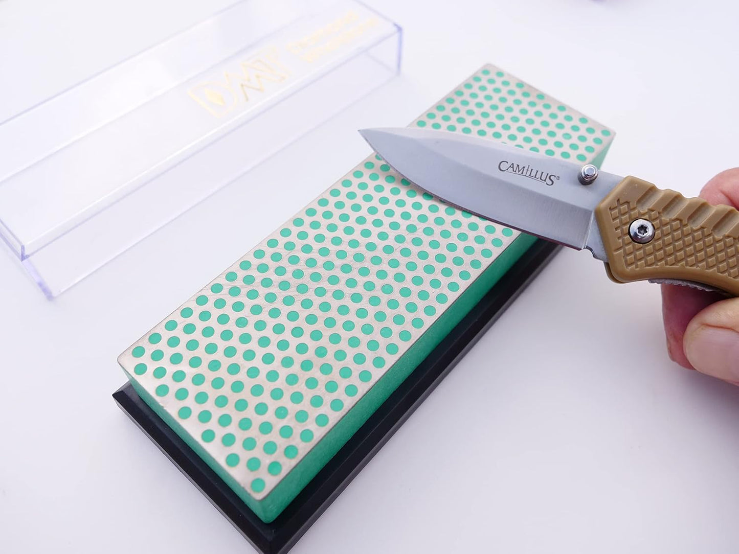 DMT (Diamond Machining Technology) 6-inch Diamond Whetstone Sharpening Stone with Plastic Case - Fine, W6FP, Red