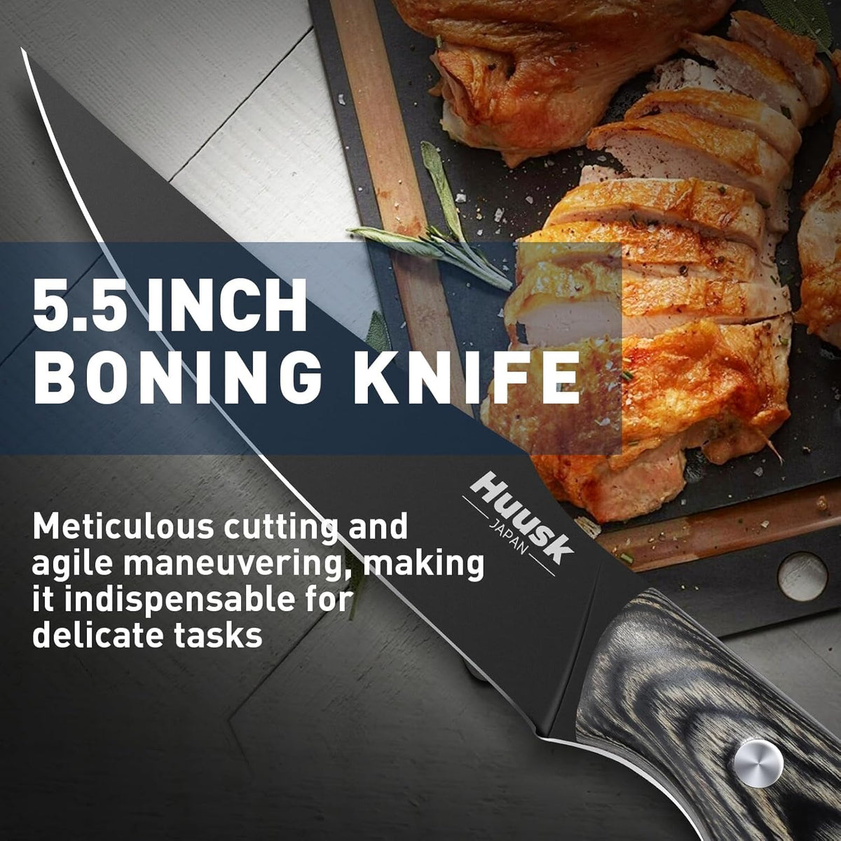 Huusk Butcher Knife Set 2PC - Meat Cleaver & Boning Knife, 2-in-1 Sheath