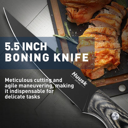 Huusk Butcher Knife Set 2PC - Meat Cleaver & Boning Knife, 2-in-1 Sheath