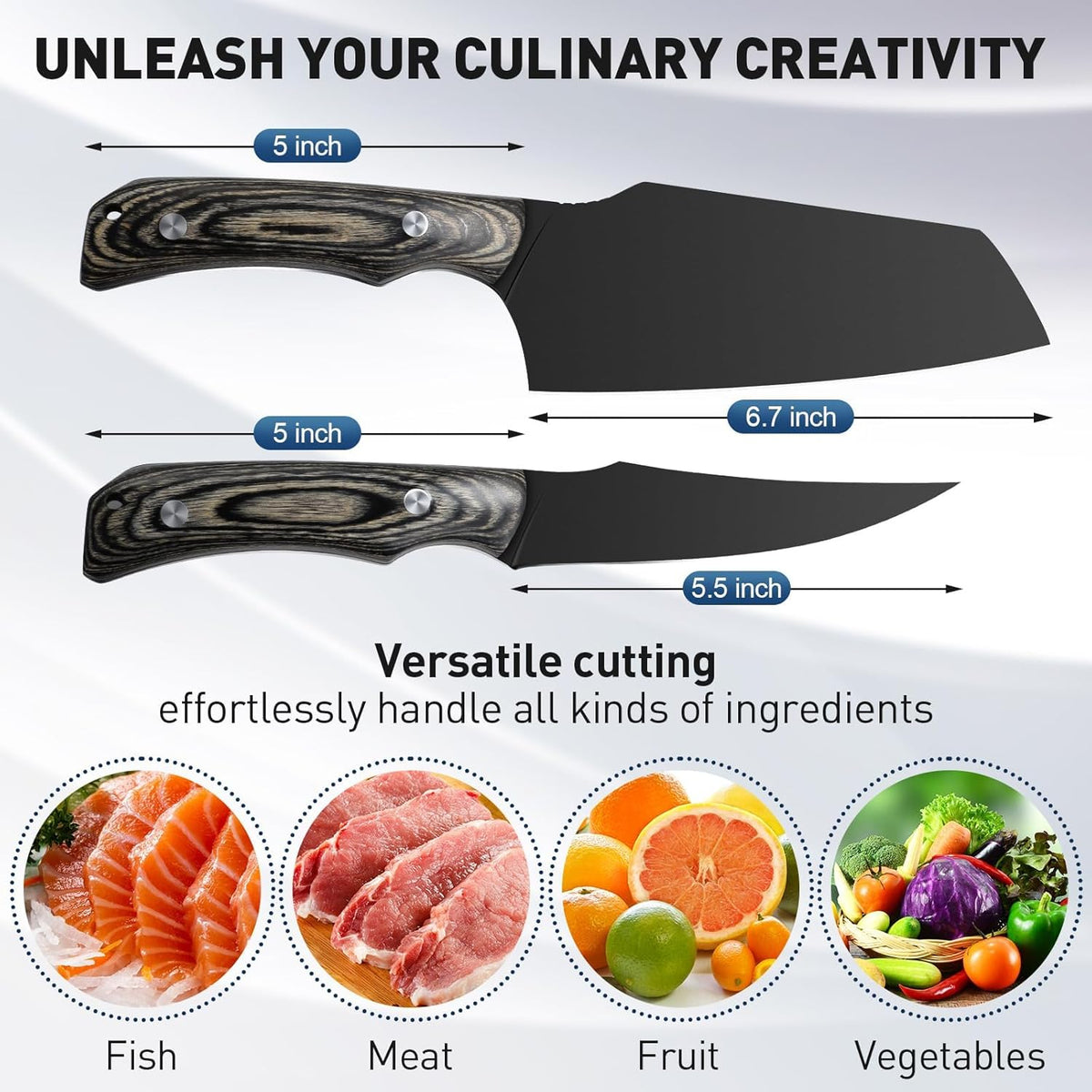 Huusk Butcher Knife Set 2PC - Meat Cleaver & Boning Knife, 2-in-1 Sheath