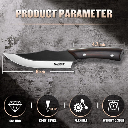 Huusk Butcher Knife Set 2PC - Meat Cleaver & Boning Knife, 2-in-1 Sheath