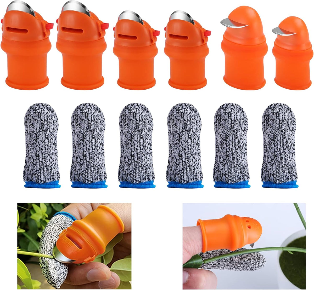 12 Pcs Gardening Silicone Thumb Knife Anti-Cutting Finger Sleeve | Harvesting Tool Finger Plant Fruit Picking Knives Separator Garden Tool