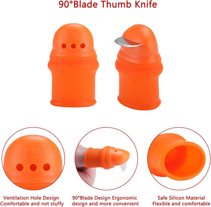 12 Pcs Gardening Silicone Thumb Knife Anti-Cutting Finger Sleeve | Harvesting Tool Finger Plant Fruit Picking Knives Separator Garden Tool