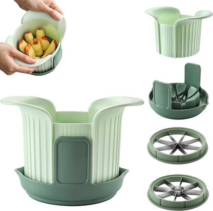 Apple Slicer and Corer, Cut 8 Slices Fruit Cutter with Extra Tomato Blade | Apple Slicer and Corer with Tray to Catch Any Spills, Heavy-Duty Apple Cutter with Handles, Fruit Cutter Suitable for Tomato