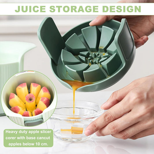 Apple Slicer and Corer, Cut 8 Slices Fruit Cutter with Extra Tomato Blade | Apple Slicer and Corer with Tray to Catch Any Spills, Heavy-Duty Apple Cutter with Handles, Fruit Cutter Suitable for Tomato