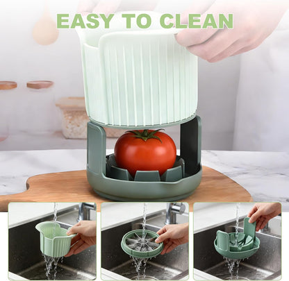 Apple Slicer and Corer, Cut 8 Slices Fruit Cutter with Extra Tomato Blade | Apple Slicer and Corer with Tray to Catch Any Spills, Heavy-Duty Apple Cutter with Handles, Fruit Cutter Suitable for Tomato