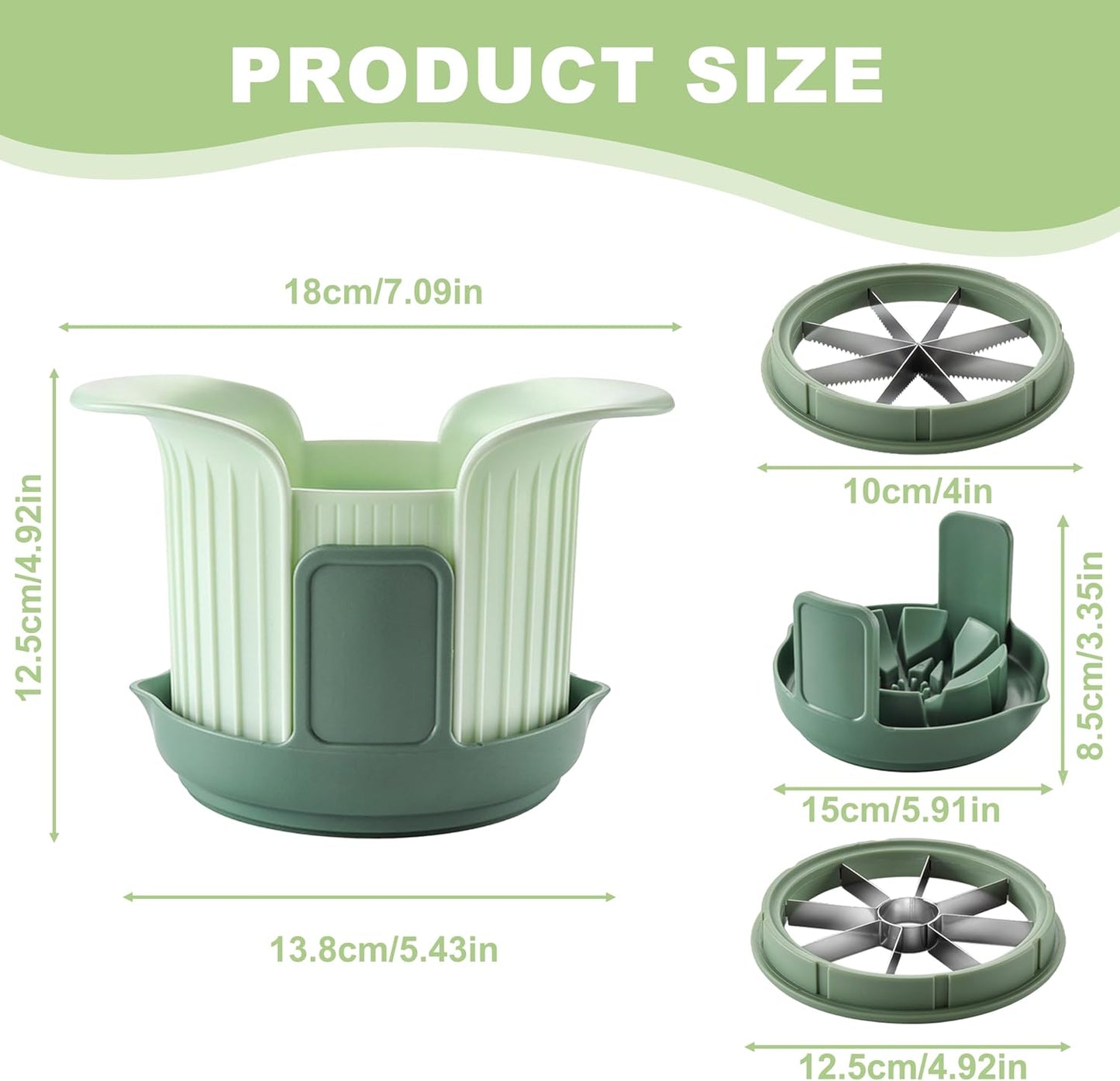 Apple Slicer and Corer, Cut 8 Slices Fruit Cutter with Extra Tomato Blade | Apple Slicer and Corer with Tray to Catch Any Spills, Heavy-Duty Apple Cutter with Handles, Fruit Cutter Suitable for Tomato