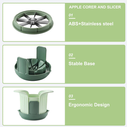 Apple Slicer and Corer, Cut 8 Slices Fruit Cutter with Extra Tomato Blade | Apple Slicer and Corer with Tray to Catch Any Spills, Heavy-Duty Apple Cutter with Handles, Fruit Cutter Suitable for Tomato