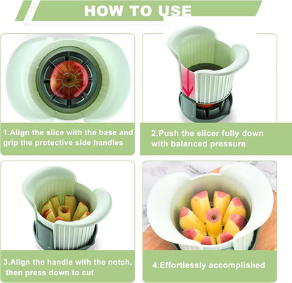 Apple Slicer and Corer, Cut 8 Slices Fruit Cutter with Extra Tomato Blade | Apple Slicer and Corer with Tray to Catch Any Spills, Heavy-Duty Apple Cutter with Handles, Fruit Cutter Suitable for Tomato