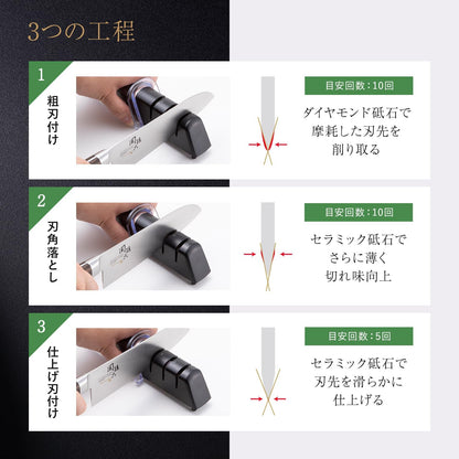 Seki Magoroku Diamond and Ceramic Sharpener (AP-0308), Black/White, 141 * 51 * 55 mm (Length X WidthX Height)