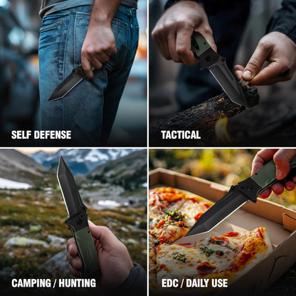 Spring Assisted Heavy Duty Pocket Knife for Men - 3.5" Tanto Sharp Blade - Folding Tactical Japanese Deba Knife with Portable Clip - for Hunting Camping Military Survival Work EDC 6688 BG