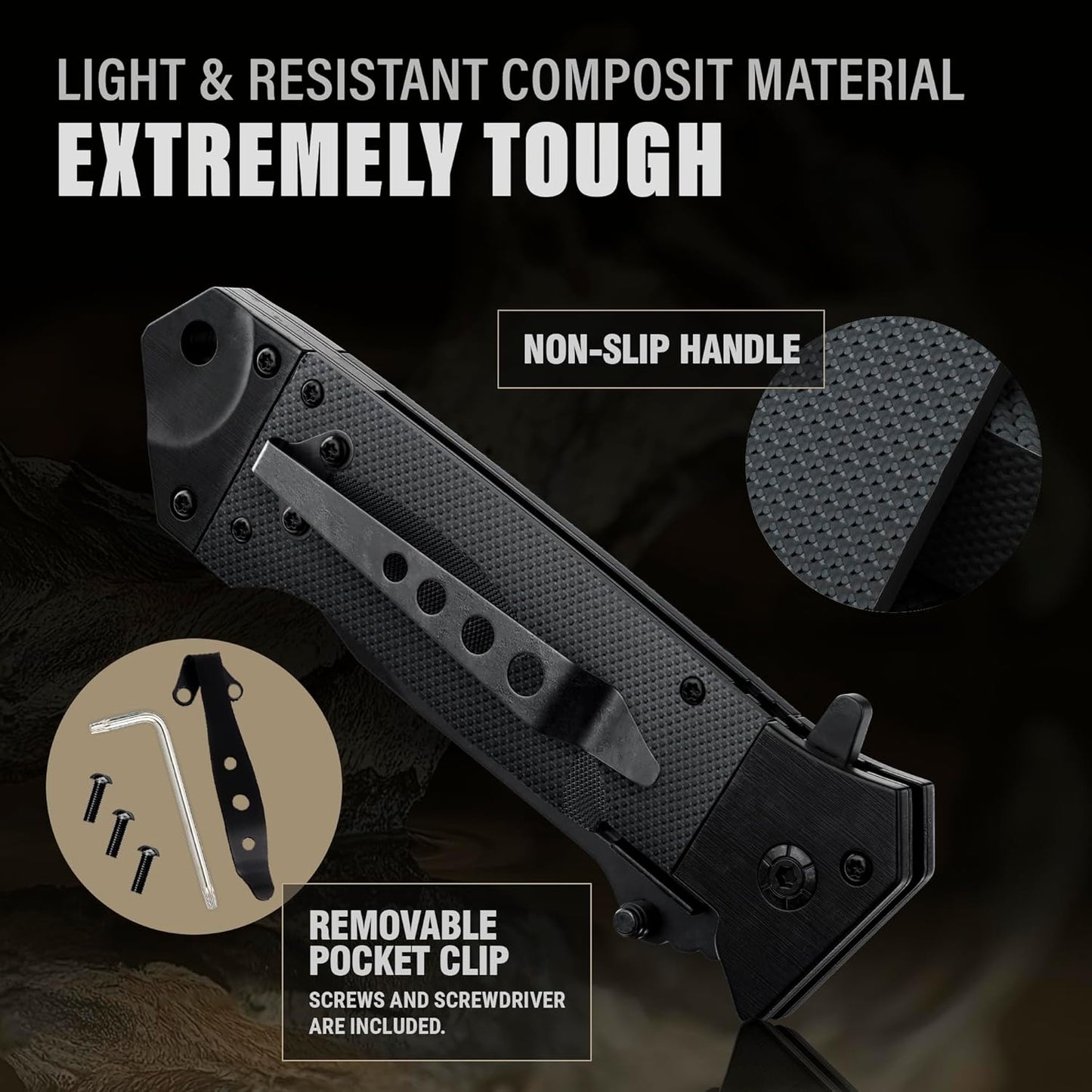 Spring Assisted Heavy Duty Pocket Knife for Men - 3.5" Tanto Sharp Blade - Folding Tactical Japanese Deba Knife with Portable Clip - for Hunting Camping Military Survival Work EDC 6688 BG