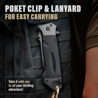 Spring Assisted Heavy Duty Pocket Knife for Men - 3.5" Tanto Sharp Blade - Folding Tactical Japanese Deba Knife with Portable Clip - for Hunting Camping Military Survival Work EDC 6688 BG