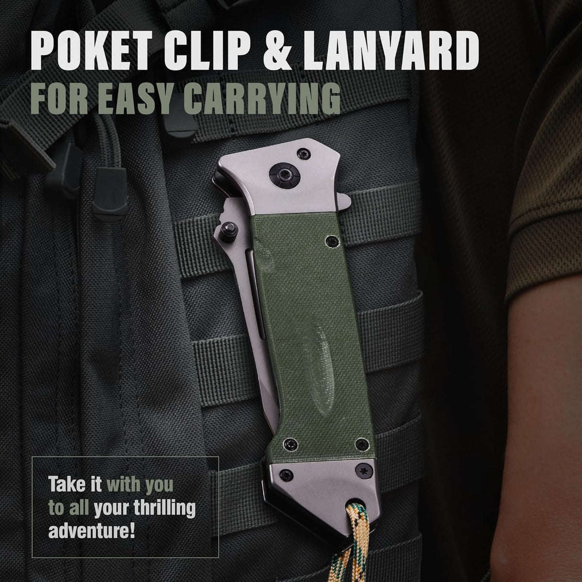 Spring Assisted Heavy Duty Pocket Knife for Men - 3.5" Tanto Sharp Blade - Folding Tactical Japanese Deba Knife with Portable Clip - for Hunting Camping Military Survival Work EDC 6688 BG