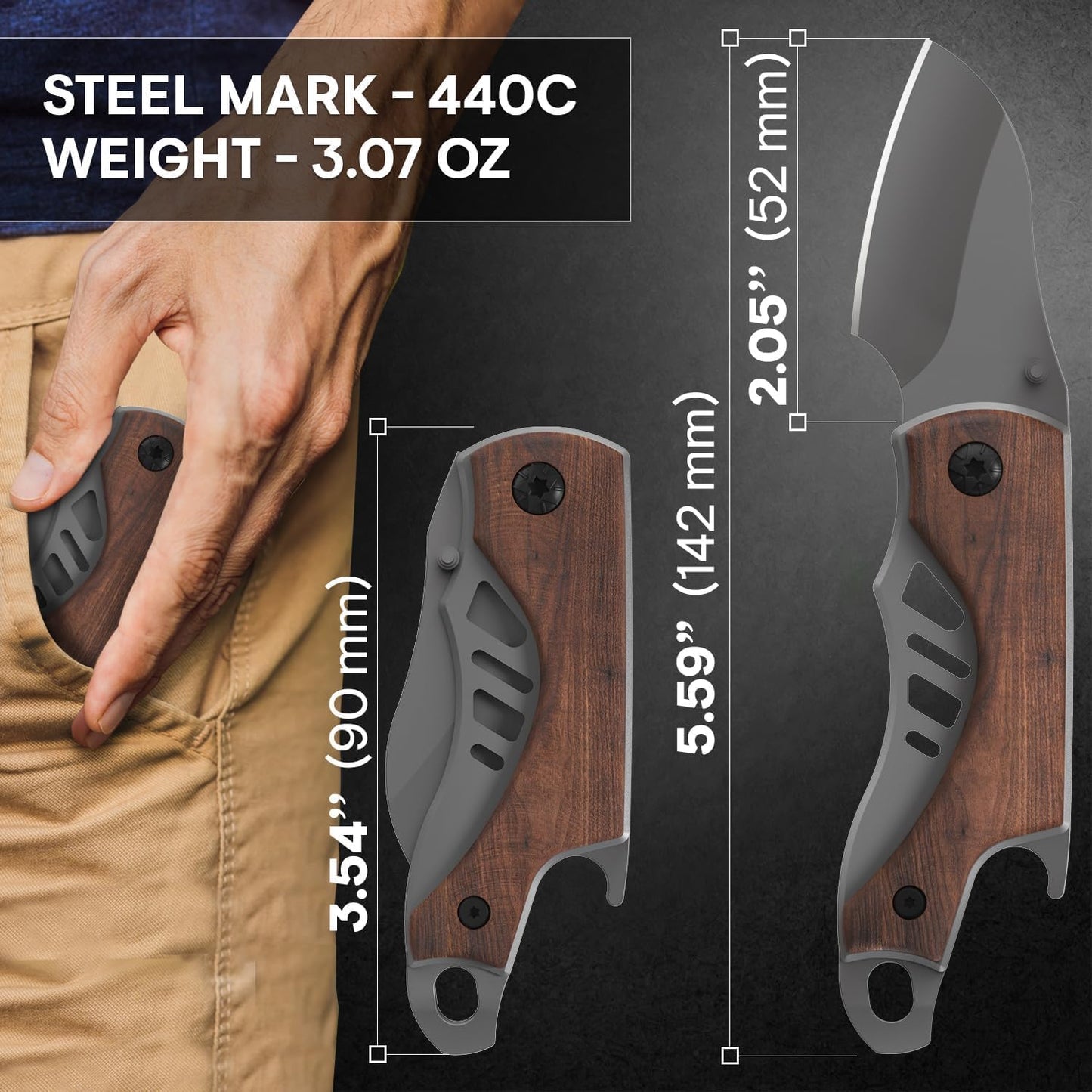 Spring Assisted Heavy Duty Pocket Knife for Men - 3.5" Tanto Sharp Blade - Folding Tactical Japanese Deba Knife with Portable Clip - for Hunting Camping Military Survival Work EDC 6688 BG