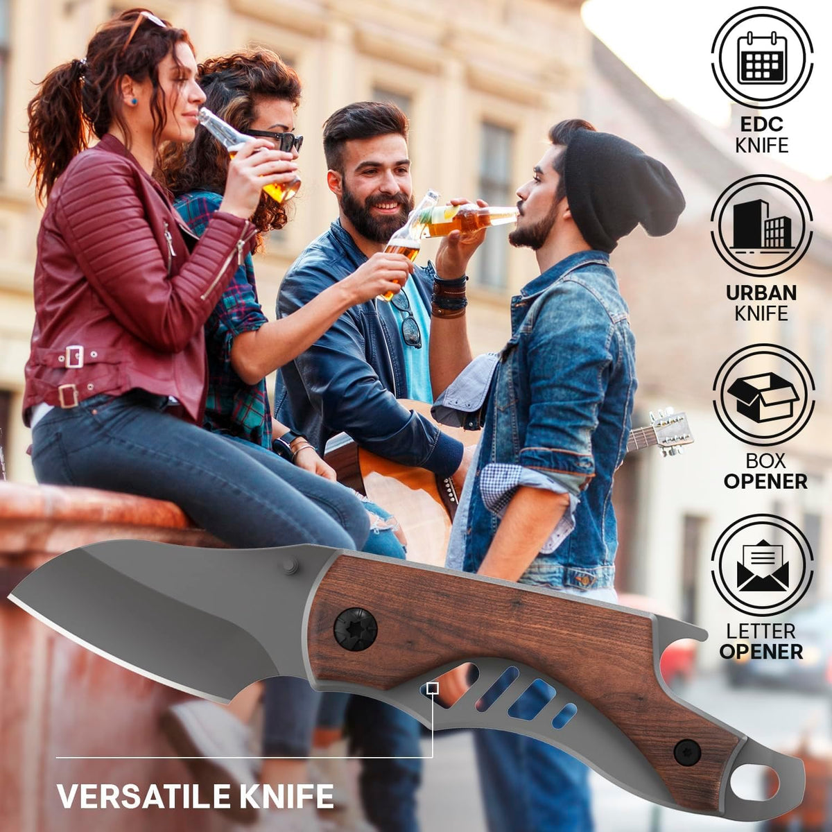 Spring Assisted Heavy Duty Pocket Knife for Men - 3.5" Tanto Sharp Blade - Folding Tactical Japanese Deba Knife with Portable Clip - for Hunting Camping Military Survival Work EDC 6688 BG