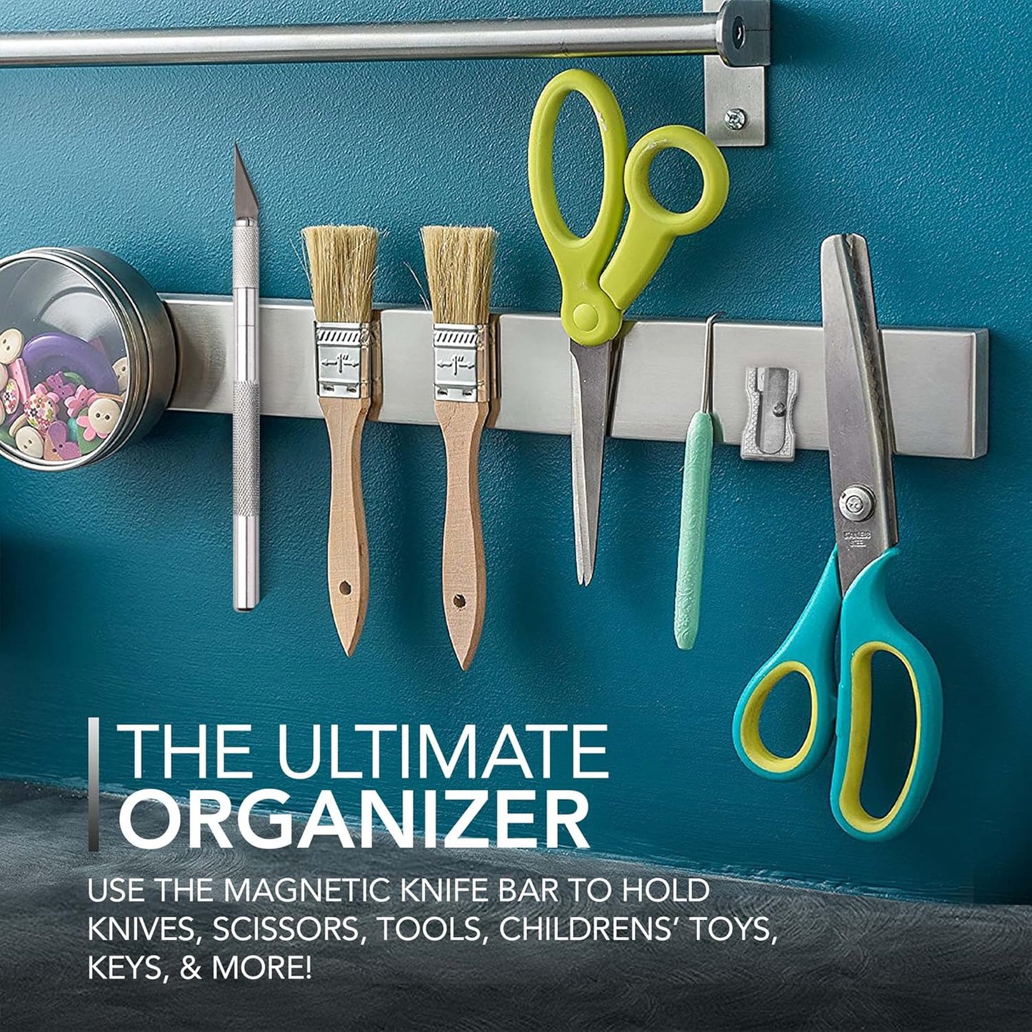 12 Inch Magnetic Knife Holder for Refrigerator, Magnetic Knife Holders for Fridge or Kitchen Wall No Drilling, Magnet Strips for Knives & Metal Utensils, Tool Rack, Stainless Steel