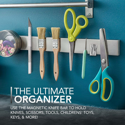 12 Inch Magnetic Knife Holder for Refrigerator, Magnetic Knife Holders for Fridge or Kitchen Wall No Drilling, Magnet Strips for Knives & Metal Utensils, Tool Rack, Stainless Steel