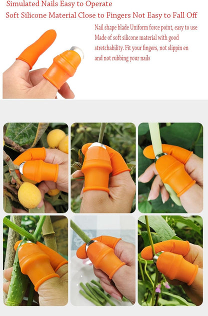 34Pcs Gardening Silicone Thumb Knife Harvesting Tool Finger Plant Fruit Picking Knives Separator Garden Tool，Help Mother or Wife Protect Their Fingers and Nails