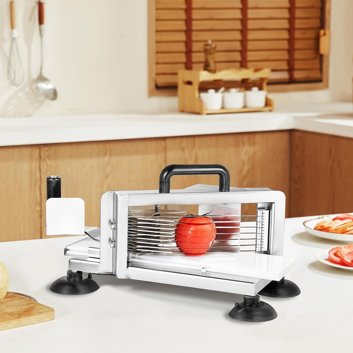 Commercial Tomato Slicer, 1/4"+3/8"+3/16" Tomato Cutter Slicer, Stainless Steel Heavy Duty Tomato Slicer Machine, Manual Tomatoes Slicer with Non-slip Feet, Cutting Tomatoes, Cucumbers, Bananas