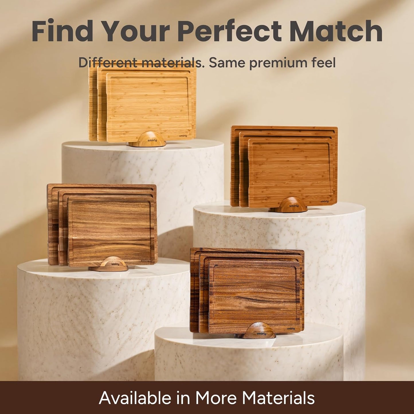 Bamboo Cutting Boards for Kitchen - Wood Cutting Board for Meal Prep, Serving, Charcuterie - Kitchen Gadgets, House Warming Gifts - Wooden Chopping Board Set of 3 with Holder - Natural Bamboo