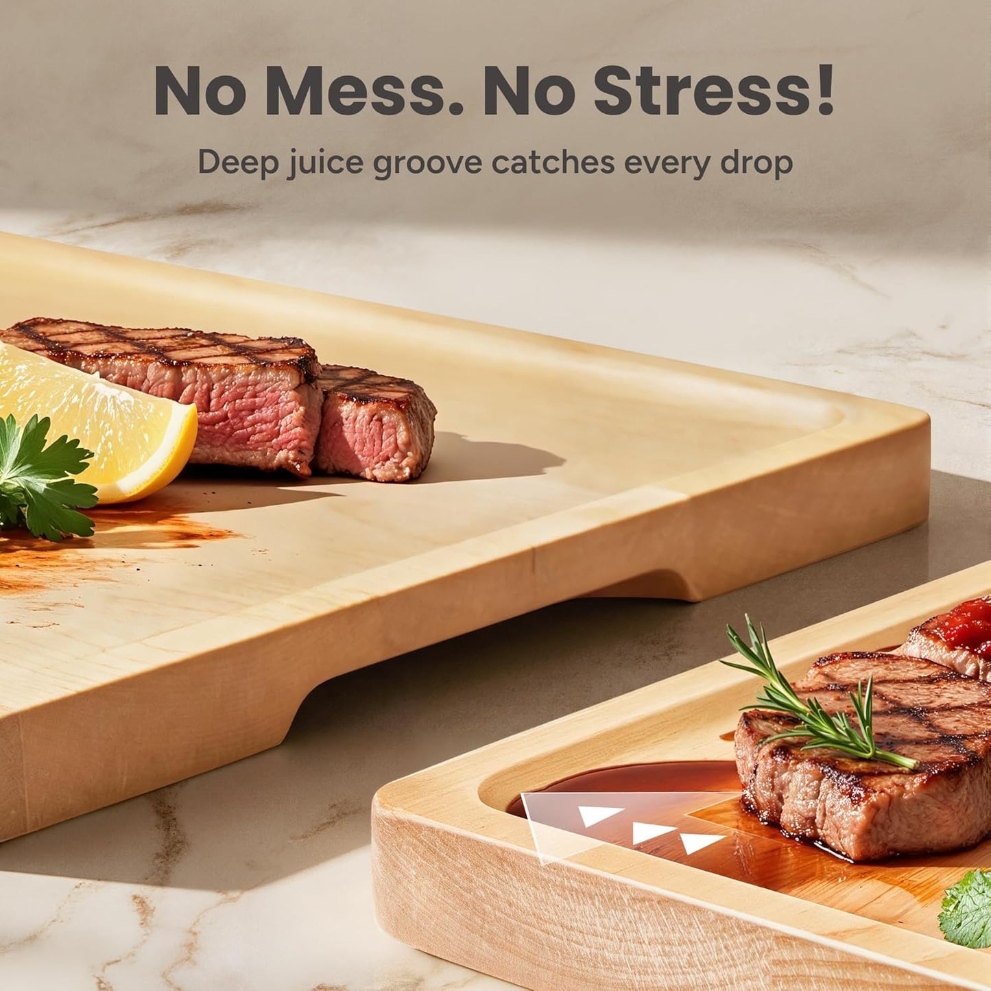 Bamboo Cutting Boards for Kitchen - Wood Cutting Board for Meal Prep, Serving, Charcuterie - Kitchen Gadgets, House Warming Gifts - Wooden Chopping Board Set of 3 with Holder - Natural Bamboo