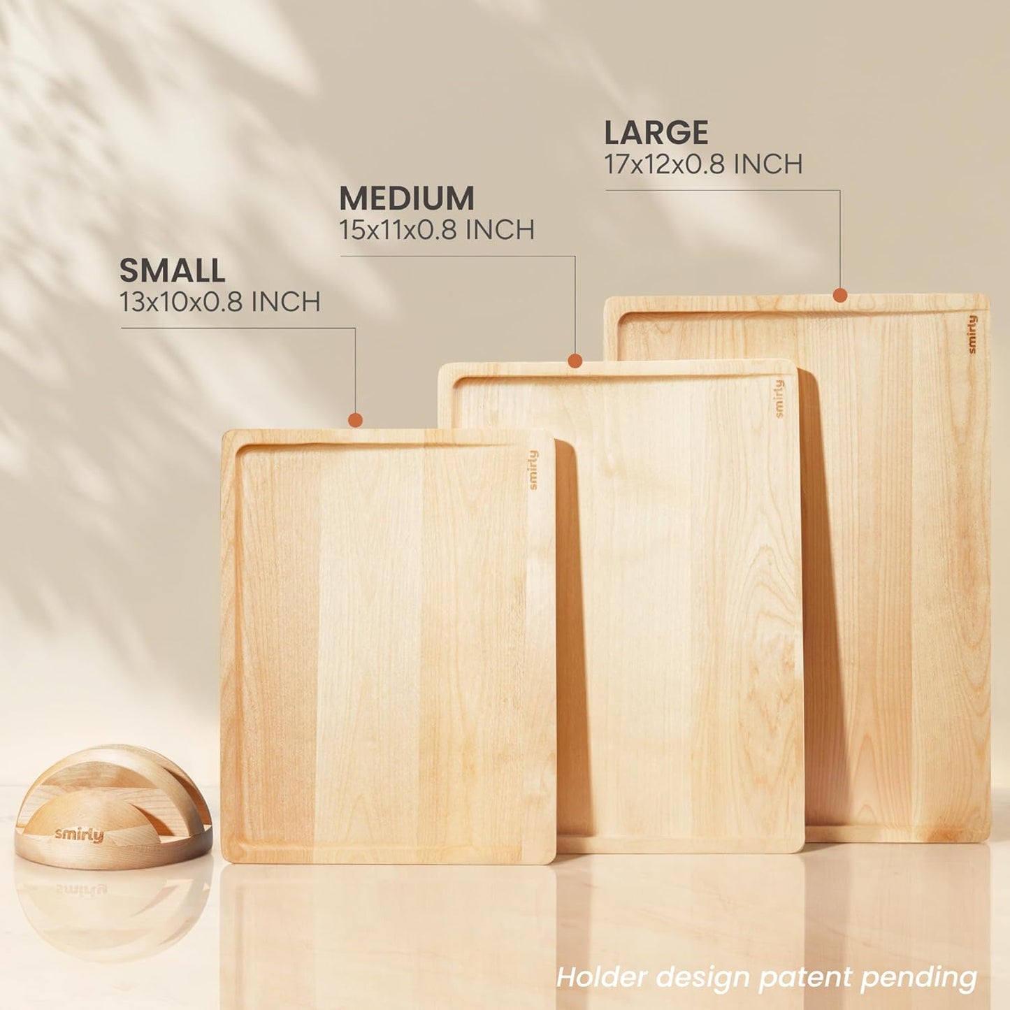 Bamboo Cutting Boards for Kitchen - Wood Cutting Board for Meal Prep, Serving, Charcuterie - Kitchen Gadgets, House Warming Gifts - Wooden Chopping Board Set of 3 with Holder - Natural Bamboo