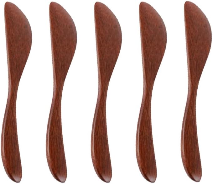 5 Pcs 5.9 Inch Wooden Butter Knife Jelly Cheese Jam Sandwich Condiment Spreaders for Kitchen Restaurant