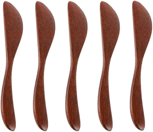 5 Pcs 5.9 Inch Wooden Butter Knife Jelly Cheese Jam Sandwich Condiment Spreaders for Kitchen Restaurant