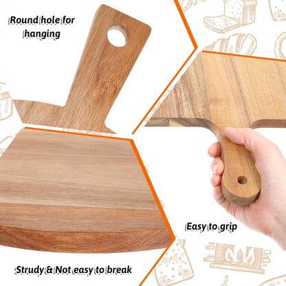 2 Pcs Wood Cutting Board with Handle Decorative Wooden Serving Board Large Chopping Cutting Board Set Charcuterie Board for Cheese Board Meat Bread Chopping Blocks