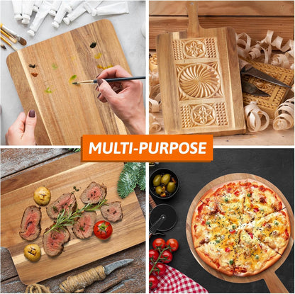 2 Pcs Wood Cutting Board with Handle Decorative Wooden Serving Board Large Chopping Cutting Board Set Charcuterie Board for Cheese Board Meat Bread Chopping Blocks