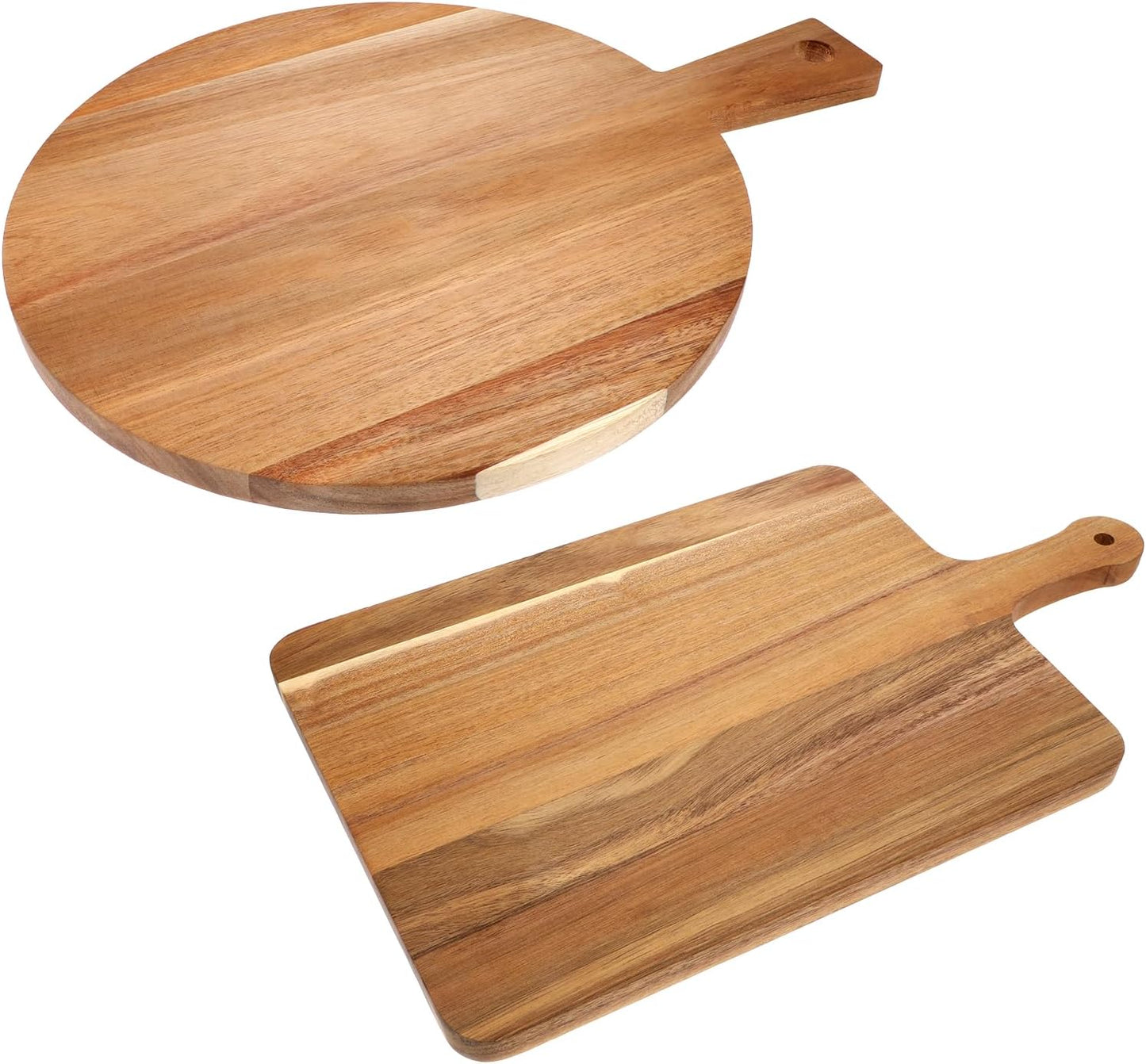 2 Pcs Wood Cutting Board with Handle Decorative Wooden Serving Board Large Chopping Cutting Board Set Charcuterie Board for Cheese Board Meat Bread Chopping Blocks
