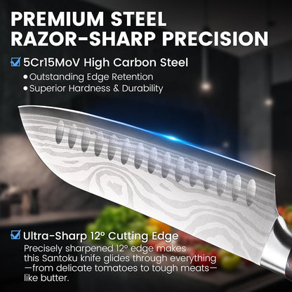 7 Inch Fillet Knife for Fish, Razor Sharp Boning Knife High Carbon Stainless Steel for Poultry Deboning and Meat Cutting, Japanese Filleting Knives with Ergonomic Pakkawood Handle, Sheath
