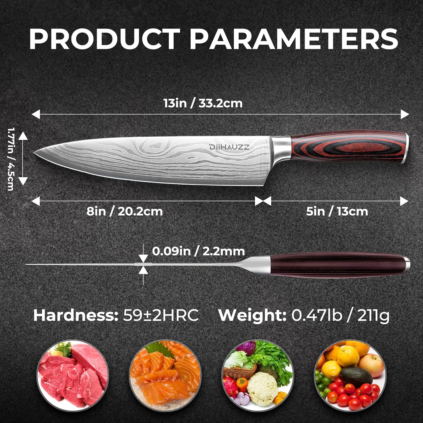 7 Inch Fillet Knife for Fish, Razor Sharp Boning Knife High Carbon Stainless Steel for Poultry Deboning and Meat Cutting, Japanese Filleting Knives with Ergonomic Pakkawood Handle, Sheath