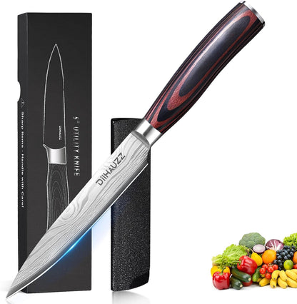 7 Inch Fillet Knife for Fish, Razor Sharp Boning Knife High Carbon Stainless Steel for Poultry Deboning and Meat Cutting, Japanese Filleting Knives with Ergonomic Pakkawood Handle, Sheath
