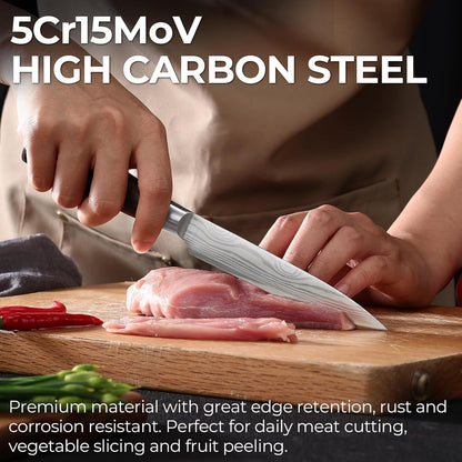 7 Inch Fillet Knife for Fish, Razor Sharp Boning Knife High Carbon Stainless Steel for Poultry Deboning and Meat Cutting, Japanese Filleting Knives with Ergonomic Pakkawood Handle, Sheath
