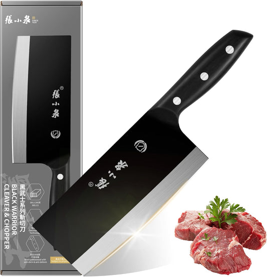 Chinese Meat Cleaver 7.3”, Sharp Chinese Vegetable Cleaver Made of High Carbon Stainless Steel, Chopper Knife for Meat Vegetable Fish and Poultry