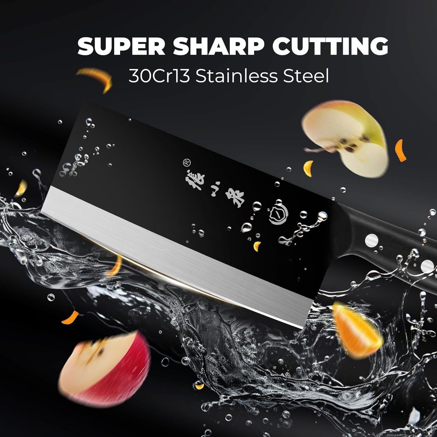 Chinese Meat Cleaver 7.3”, Sharp Chinese Vegetable Cleaver Made of High Carbon Stainless Steel, Chopper Knife for Meat Vegetable Fish and Poultry