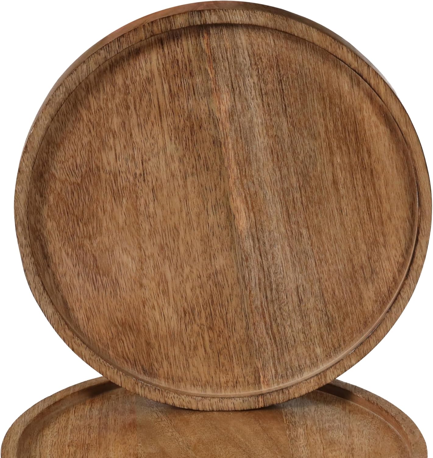 Mango Carving Wood Round Platters for Ottoman or Side table, Charcuterie Board or Cheese Platter for Living Room (13" x 13" x 2" - White Wash)