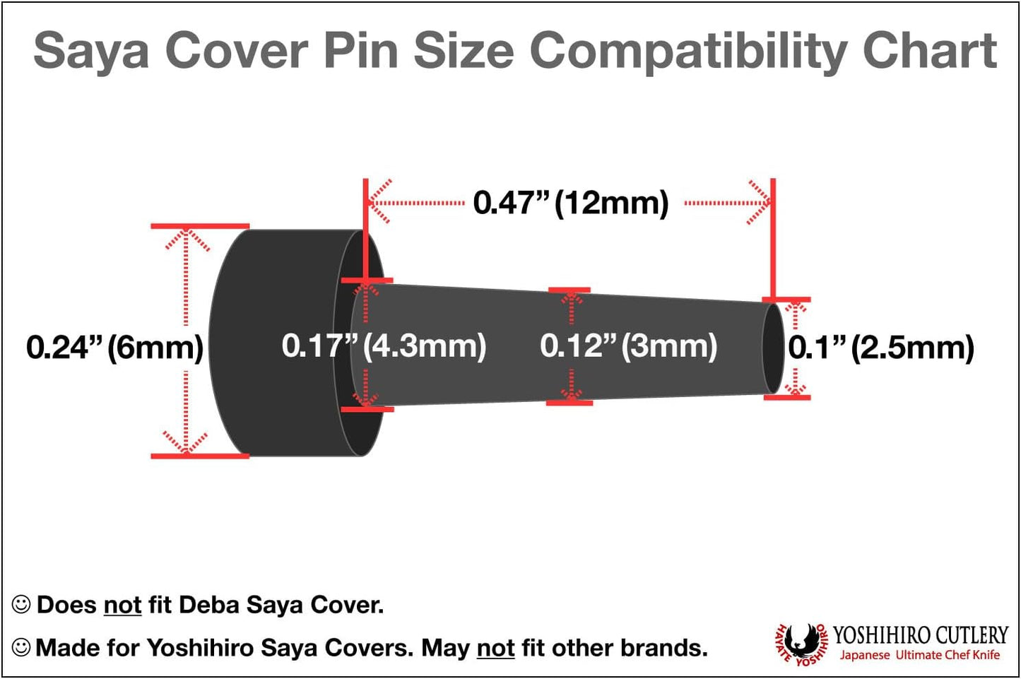 Yoshihiro Safety Pin for Saya Knife Covers [Compatibility Chart Provided] (3PC Set)