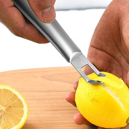 1Pcs Multipurpose Lemon Zest Peeler Stainless Steel Fruit Peeling Gadget with Triangle Channel Knife for Citrus Apples Potatoes Carrots