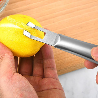 1Pcs Multipurpose Lemon Zest Peeler Stainless Steel Fruit Peeling Gadget with Triangle Channel Knife for Citrus Apples Potatoes Carrots